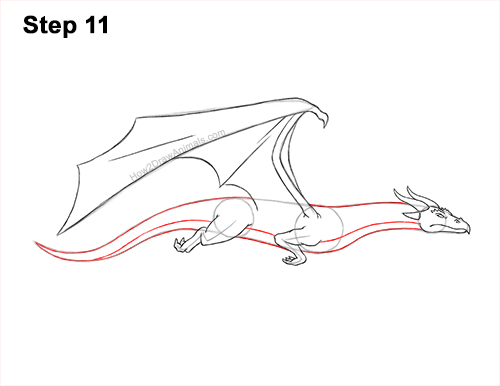 Draw a Flying Wind Dragon 11 How to Draw a Wind Dragon Flying Wings 11