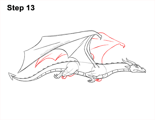 Draw a Flying Wind Dragon 13 How to Draw a Wind Dragon Flying Wings 13