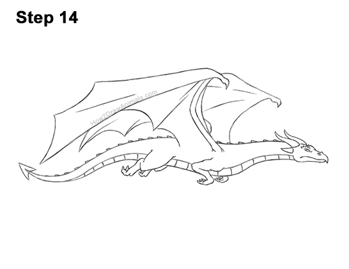 Draw a Flying Wind Dragon 14 How to Draw a Wind Dragon Flying Wings 14