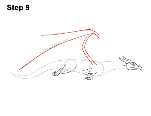 Draw a Flying Wind Dragon 9 How to Draw a Wind Dragon Flying Wings 9