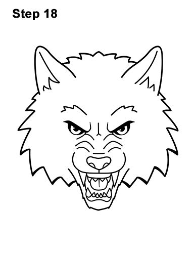 Draw a Cartoon Wolf Head 18 How to Draw Angry Growling Snarling Cartoon Wolf Head 18