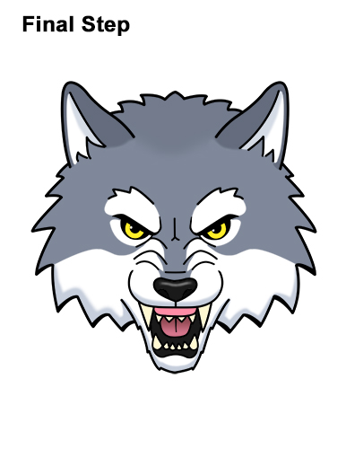 Draw a Cartoon Wolf Head How to Draw Angry Growling Snarling Cartoon Wolf Head