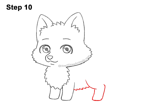 How to Draw a Cute Cartoon Gray Wolf Chibi Kawaii 10