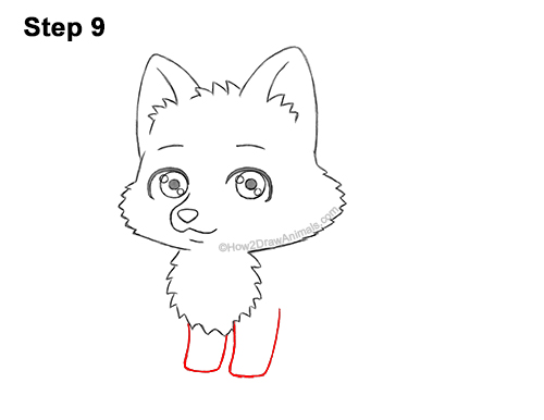 How to Draw a Cute Cartoon Gray Wolf Chibi Kawaii 9