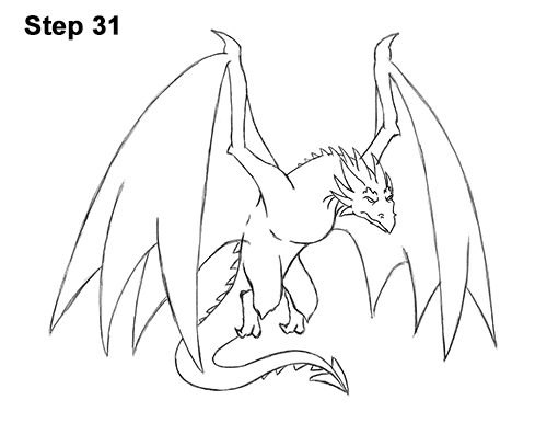 How to Draw Wyvern Dragon Wings Flying 31
