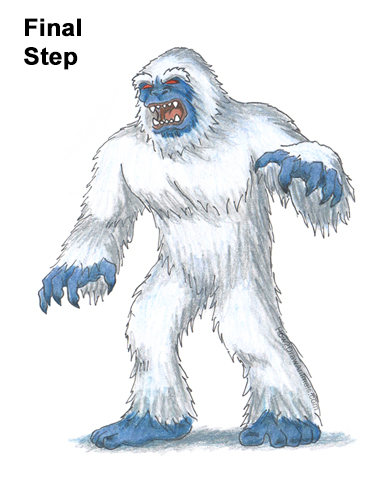 How to Draw a Yeti Abominable Snowman Monster Color